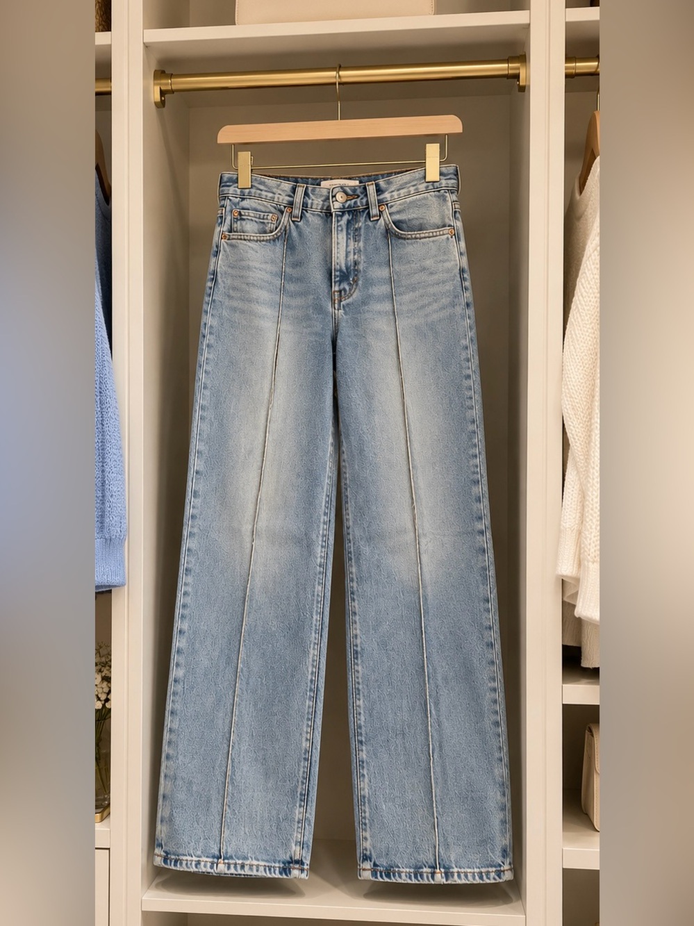 Levi's Light Blue Wide-Leg Jeans with Front Seams